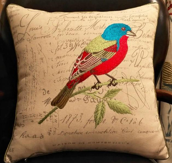 Decorative Throw Pillows, Bird Throw Pillows, Pillows for Farmhouse, Sofa Throw Pillows, Embroidery Throw Pillows, Rustic Pillows for Couch-Art Painting Canvas