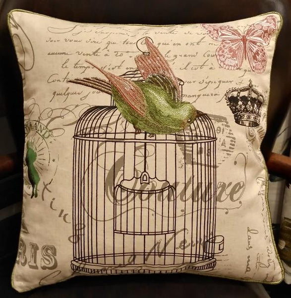 Decorative Throw Pillows, Bird Throw Pillows, Pillows for Farmhouse, Sofa Throw Pillows, Embroidery Throw Pillows, Rustic Pillows for Couch-Art Painting Canvas