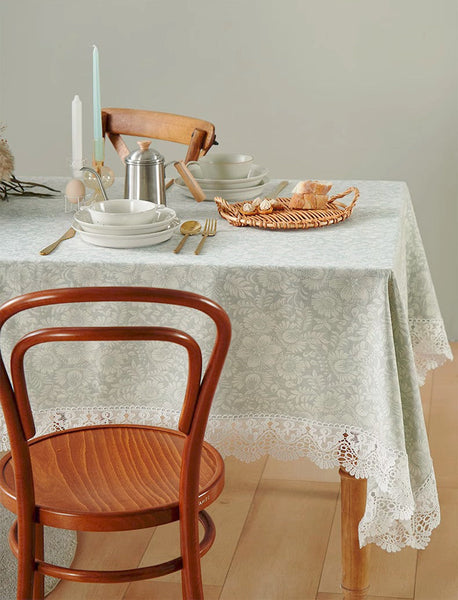 Dining Room Flower Pattern Table Cloths, Farmhouse Table Cloth, Wedding Tablecloth, Square Tablecloth for Round Table, Cotton Rectangular Table Covers for Kitchen-Art Painting Canvas