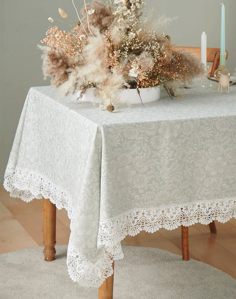 Dining Room Flower Pattern Table Cloths, Farmhouse Table Cloth, Wedding Tablecloth, Square Tablecloth for Round Table, Cotton Rectangular Table Covers for Kitchen-Art Painting Canvas