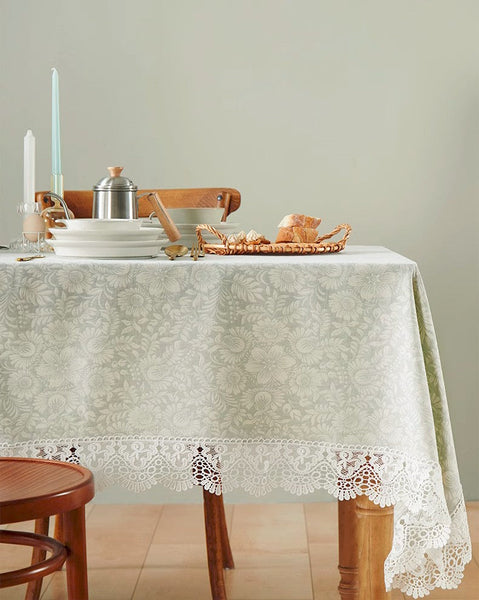 Dining Room Flower Pattern Table Cloths, Farmhouse Table Cloth, Wedding Tablecloth, Square Tablecloth for Round Table, Cotton Rectangular Table Covers for Kitchen-Art Painting Canvas
