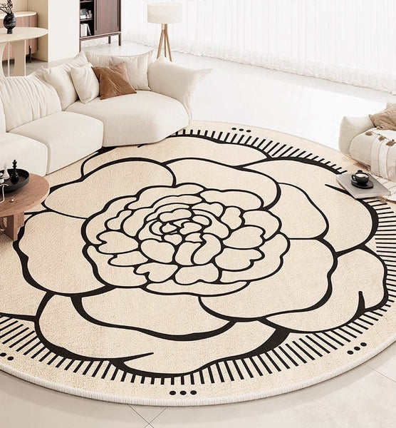 Modern Rug Ideas for Living Room, Bedroom Modern Round Rugs, Dining Room Contemporary Round Rugs, Circular Modern Rugs under Chairs-Art Painting Canvas
