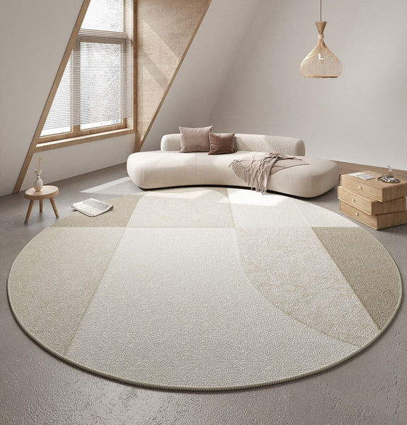 Abstract Contemporary Round Rugs for Dining Room, Modern Rugs for Dining Room, Washable Modern Rugs for Bathroom, Geometric Modern Rug Ideas for Living Room-Art Painting Canvas