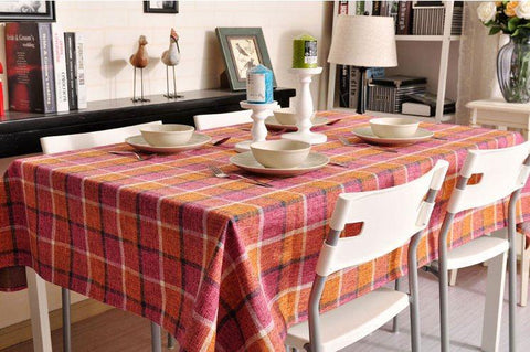 Roseo Checked Linen Tablecloth, Rustic Home Decor , Checkerboard Tablecloth, Table Cover-Art Painting Canvas
