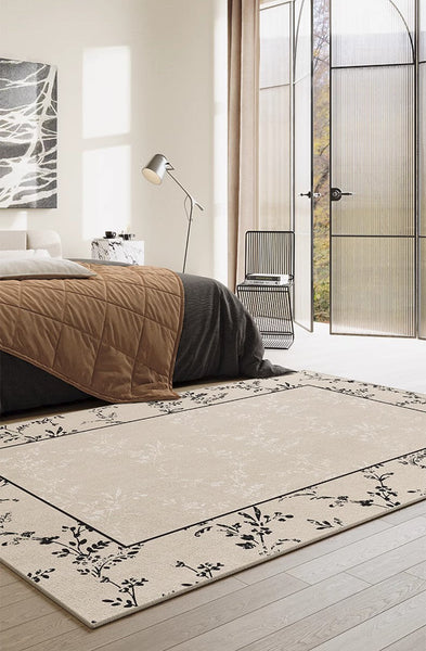 Large Modern Rugs for Sale, Dining Room Modern Rugs, Contemporary Floor Carpets for Living Room, Flower Pattern Geometric Modern Rugs in Bedroom-Art Painting Canvas