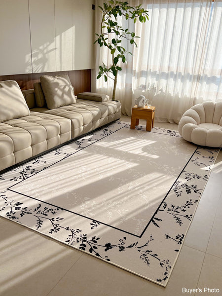 Large Modern Rugs for Sale, Dining Room Modern Rugs, Contemporary Floor Carpets for Living Room, Flower Pattern Geometric Modern Rugs in Bedroom-Art Painting Canvas