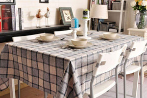 Gray Checked Linen Tablecloth, Checkerboard Tablecloth, Rustic Table Cover, Table Decor