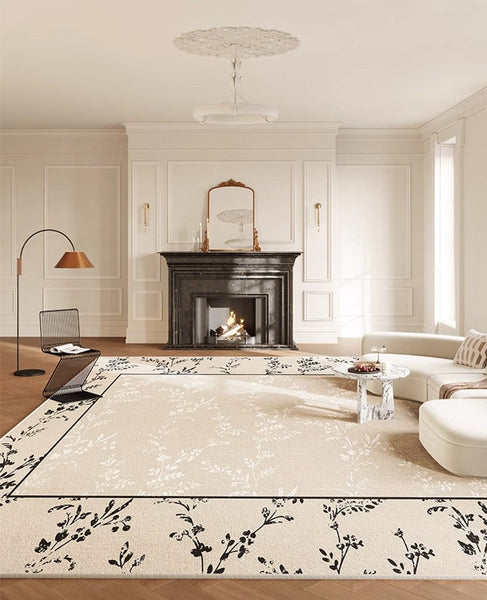 Large Modern Rugs for Sale, Dining Room Modern Rugs, Contemporary Floor Carpets for Living Room, Flower Pattern Geometric Modern Rugs in Bedroom-Art Painting Canvas