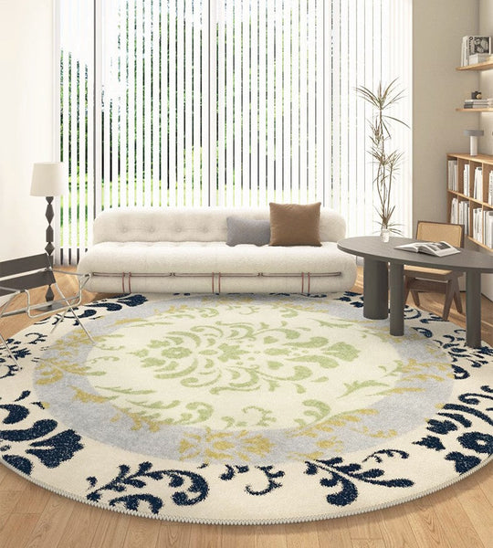 Modern Area Rugs under Coffee Table, Modern Rugs for Dining Room, Abstract Contemporary Round Rugs under Sofa, Geometric Modern Rugs for Bedroom-Art Painting Canvas