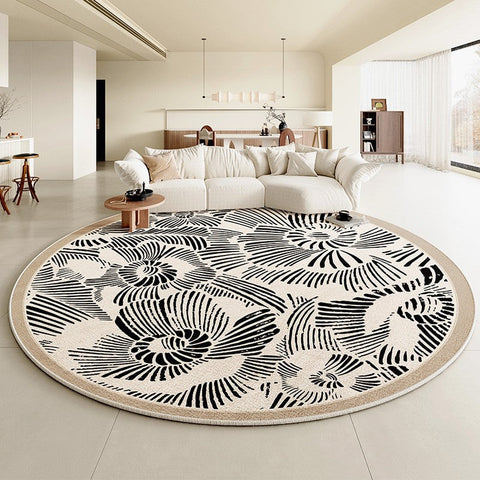 Modern Rug Ideas for Living Room, Dining Room Contemporary Round Rugs, Bedroom Modern Round Rugs, Circular Modern Rugs under Chairs-Art Painting Canvas