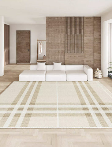Large Beige Area Rugs for Living Room, Geometric Rug for Dining Room, Contemporary Rugs for Bedroom, Modern Floor Rugs for Office-Art Painting Canvas