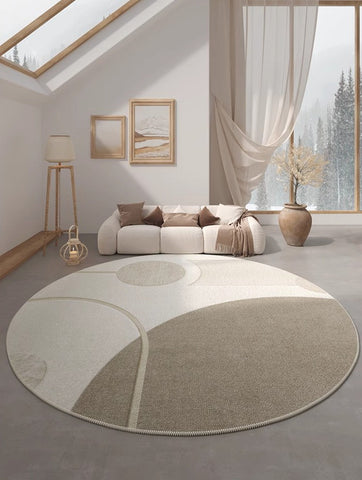 Modern Round Rugs for Dining Room, Round Rugs under Coffee Table, Contemporary Modern Rug Ideas for Living Room, Circular Modern Rugs for Bedroom-Art Painting Canvas