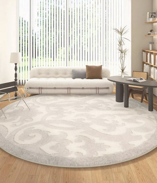 Large Modern Area Rugs under Coffee Table, Dining Room Modern Rugs, Contemporary Modern Rugs for Bedroom, Abstract Geometric Round Rugs under Sofa-Art Painting Canvas