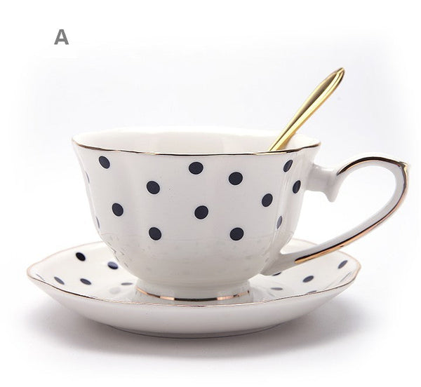 Elegant Ceramic Coffee Cups, Beautiful British Tea Cups, Unique Porcelain Cup and Saucer, Creative Porcelain Tea Cup Set-Art Painting Canvas