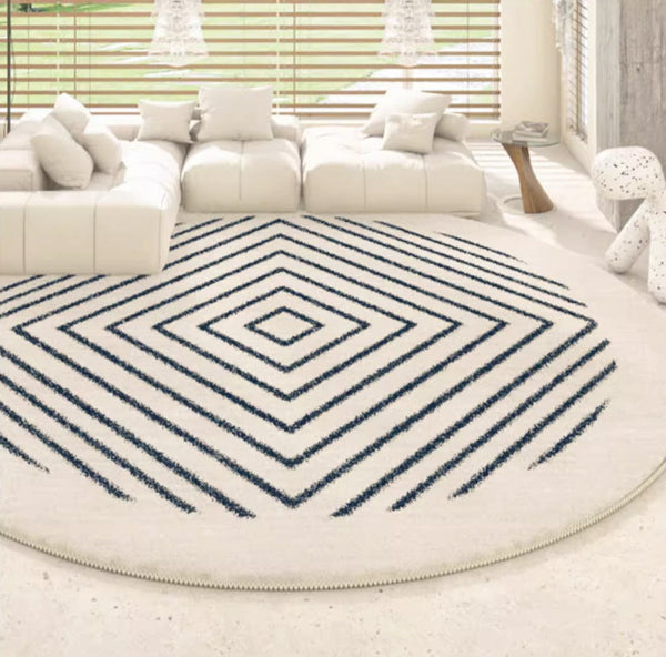 Abstract Contemporary Round Rugs for Bedroom, Geometric Modern Rug Ideas for Living Room, Thick Round Rugs for Dining Room-Art Painting Canvas
