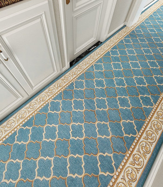 Modern Long Hallway Runners, Entryway Runner Rugs, Stain-resistant Non Slip Entrance Hallway Runners, Extra Long Narrow Runner Rugs, Kitchen Runner Rugs, Blue Hallway Runners-Art Painting Canvas
