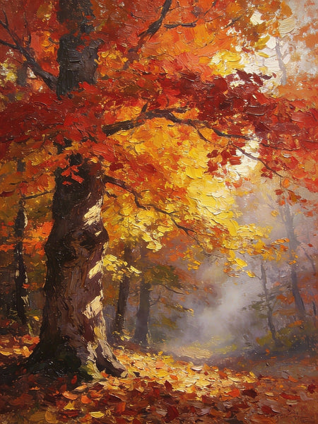 Autumn in the Deep Woods, Impasto Paintings, Landscape Oil Paintings, Original Small Paintings on Canvas, Simple Oil Paintings, Small Paintings on Canvas, Hand Painted Canvas Art