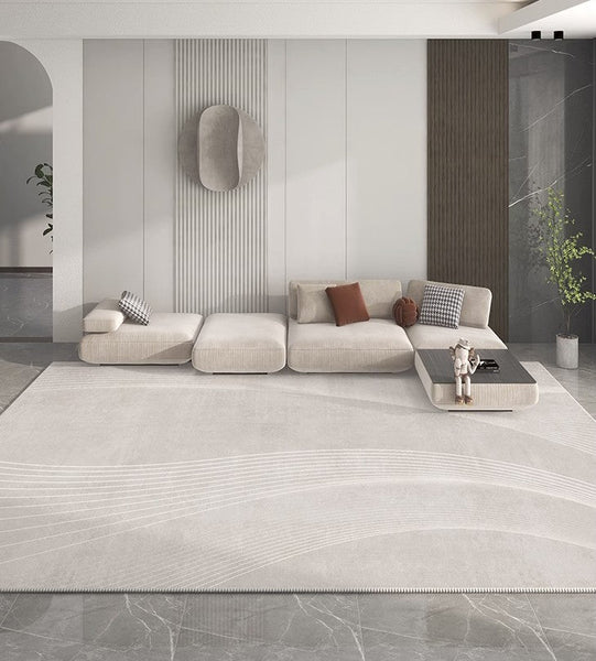 Contemporary Area Rugs for Bedroom, Living Room Modern Rugs, Modern Living Room Rug Placement Ideas, Grey Modern Floor Carpets for Dining Room-Art Painting Canvas