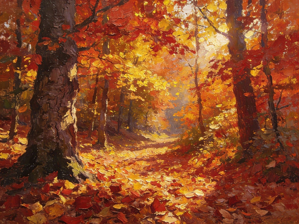 Hand Painted Canvas Art, Autumn Path Through the Forest, Original Wall Paintings, Original Artwork Small Paintings, On Canvas Small Wall Paintings, Small Landscape Paintings-Art Painting Canvas