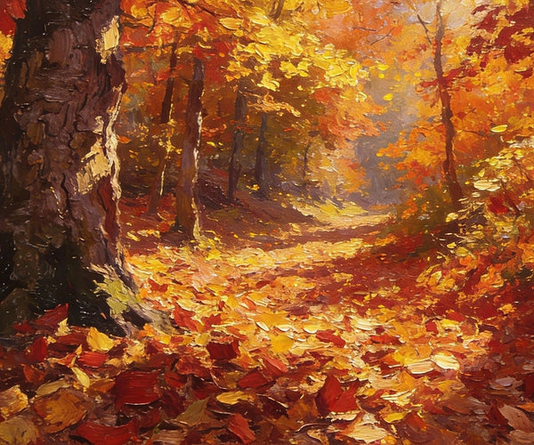 Hand Painted Canvas Art, Autumn Path Through the Forest, Original Wall Paintings, Original Artwork Small Paintings, On Canvas Small Wall Paintings, Small Landscape Paintings-Art Painting Canvas