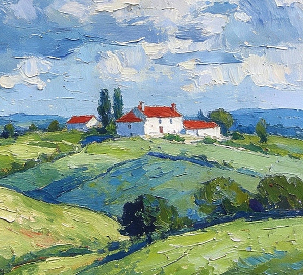 Country Hillside Under an Open Sky, Landscape Canvas Paintings, Impasto Paintings, Original Small Paintings on Canvas, Small Oil Paintings, Hand Painted Canvas Art-Art Painting Canvas