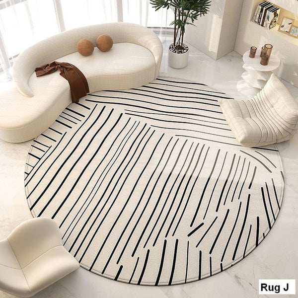 Living Room Contemporary Modern Rugs, Modern Area Rugs for Bedroom, Geometric Round Rugs for Dining Room, Circular Modern Rugs under Chairs-Art Painting Canvas