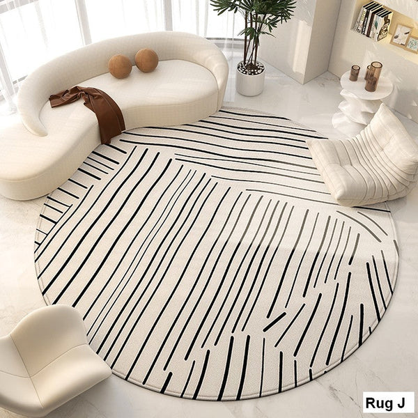 Modern Round Rugs for Bedroom, Dining Room Contemporary Round Rugs, Circular Modern Rugs under Chairs, Contemporary Modern Rug for Living Room-Art Painting Canvas