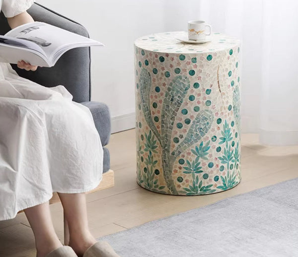 Contemporary Small Sofa Side Table, Portable Casual Side Table, Creative Coffee Table, Shell Small Side Table, Unique Small End Table-Art Painting Canvas