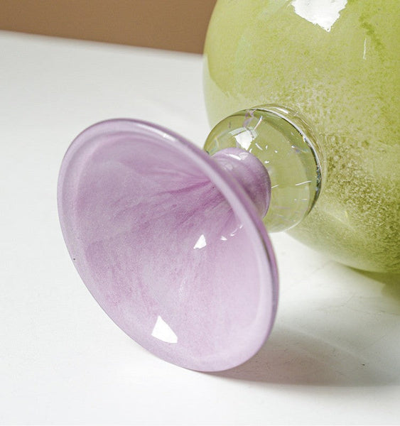 Modern Glass Vase for Flowers, Mid Century Glass Vases, Handmade Modern Vases for Living Room, Unique Decorative Glass Vase, Centerpiece Contemporary Vases on Table-Art Painting Canvas