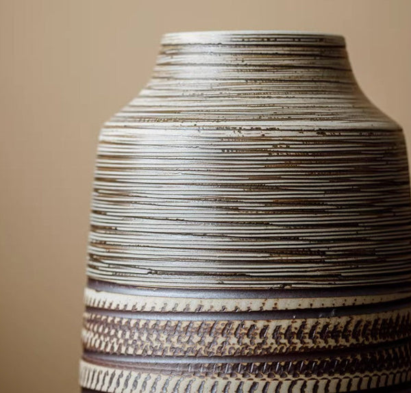 Modern Bouquet Flower Vases, Centerpiece on Dining Table, Handmade Pottery Flower Vases Urn, Water Holding Flower Vases, Large Flower Vase on Table-Art Painting Canvas