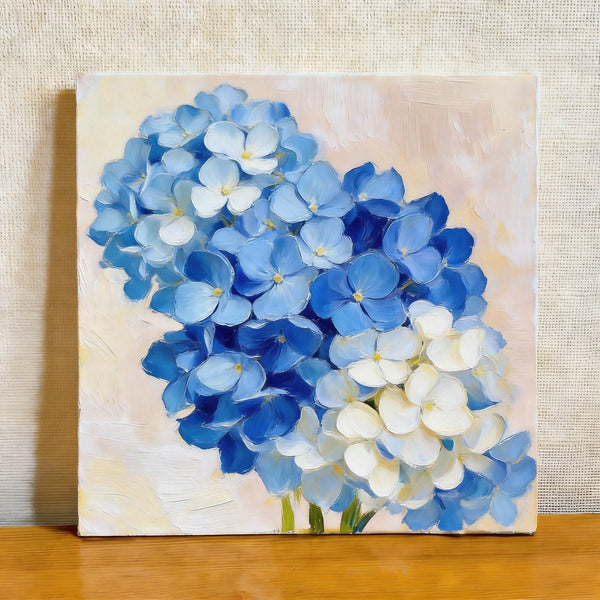 Hydrangeas in Full Bloom, Still Life Painting, Small Canvas Wall Art, Hand Painted Canvas Art, Original Flower Paintings, Buy Small Paintings Online-Art Painting Canvas