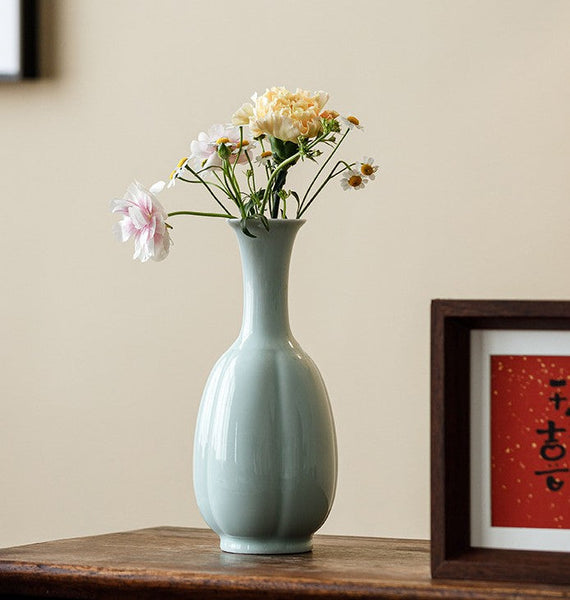 Ceramic Bud Vases, Handmade Water Holding Flower Vase, Small Flower Vases on Table, Rustic Porcelain Flower Vases-Art Painting Canvas