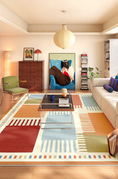 Mid Century Modern Rugs Next to Bed, Colorful Contemporary Rugs for Bedroom, Modern Rugs for Dining Room, Abstract Modern Carpets for Apartment