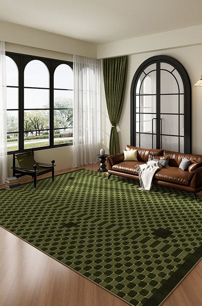 Living Room Contemporary Modern Rugs, Minimalist Geometric Rugs for Living Room, Green Absract Rugs for Bedroom, Mid Century Modern Rugs-Art Painting Canvas