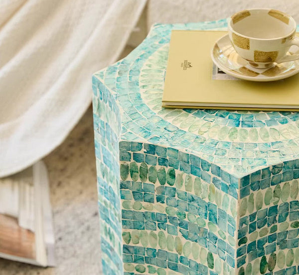 Contemporary Side Table, Contemporary Bedside Table, Bedside Small Side Table, Shell Small Sofa Side Table, Modern Side Table, Small End Table, Portable Casual Side Table, Creative Coffee Table-Art Painting Canvas