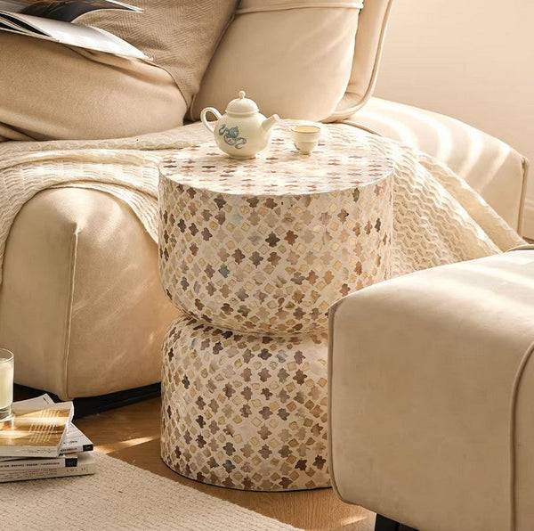 Elegant Small End Table, Modern Side Table, Contemporary Bedside Table, Bedside Small Side Table, Creative Coffee Table, Contemporary Side Table, Portable Casual Side Table, Shell Small Sofa Side Table-Art Painting Canvas