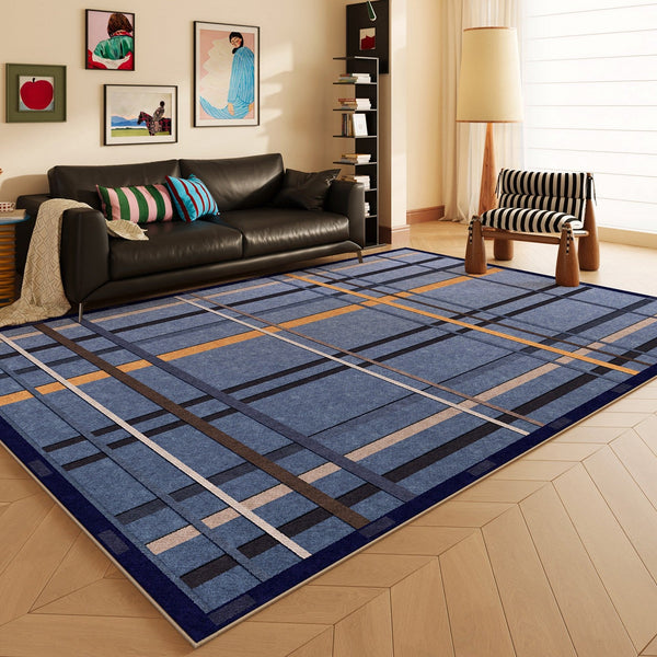 Living Room Rug Ideas, Mid Century Modern Rugs, Bedroom Modern Floor Carpet, Blue Modern Rug Designs, Contemporary Modern Rugs for Dining Room-Art Painting Canvas