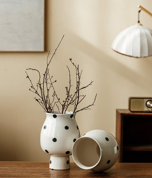 Ceramic Bud Vases, Small Flower Vases on Table, Handmade Water Holding Flower Vase, Modern Porcelain Flower Vases-Art Painting Canvas