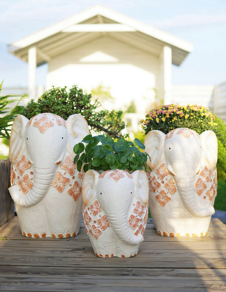 Oversized Modern Garden Flower Pot, Extra Large Elephant Garden Flowerpots, Animal Statue for Garden Ornaments, Resin Statue for Garden, Villa Outdoor Garden Flower Pots-Art Painting Canvas
