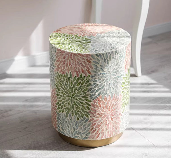 Unique Small End Table, Contemporary Small Sofa Side Table, Portable Casual Side Table, Creative Coffee Table, Shell Small Side Table-Art Painting Canvas
