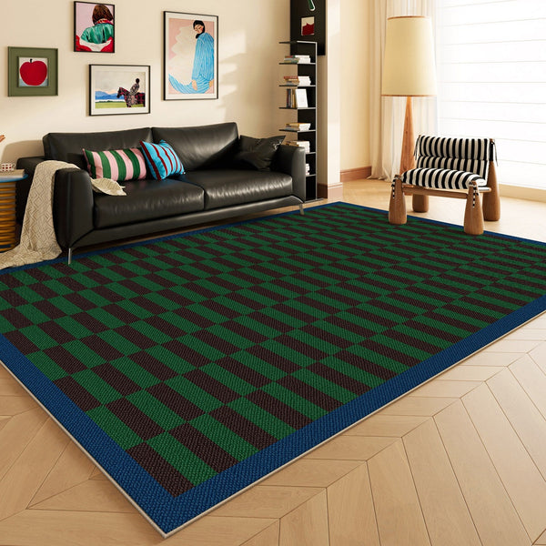 Modern Living Room Rug Ideas, Geometric Contemporary Area Rugs, Green Mid Century Modern Rugs, Colorful Modern Rugs for Dining Room-Art Painting Canvas