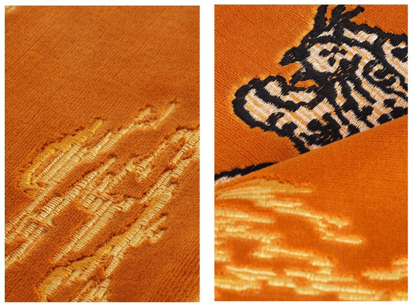 Contemporary Modern Sofa Pillows, Yellow Embroidery Tiger Pattern Pillows for Couch, Decorative Throw Pillows for Bedroom, Large Modern Sofa Pillow for Living Room-Art Painting Canvas