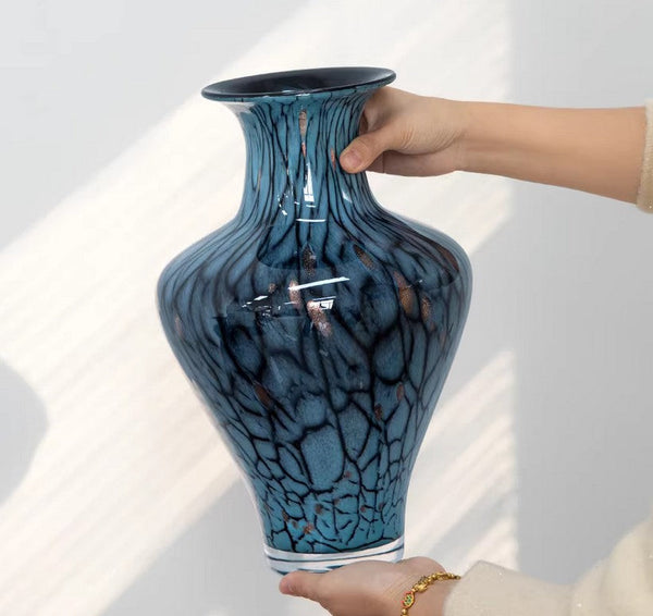 Handmade Liuli Vases, Centerpiece Vases on Table, Colored Glaze Vase for Modern Home Decor, Glass Bud Vases, Bouquet Flower Vase-Art Painting Canvas