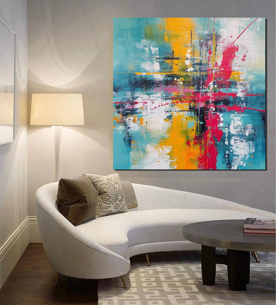 Acrylic Painting for Dining Room, Modern Contemporary Abstract Artwork, Palette Knife Painting, Heavy Texutre Wall Art, Extra Large Wall Art Painting-Art Painting Canvas