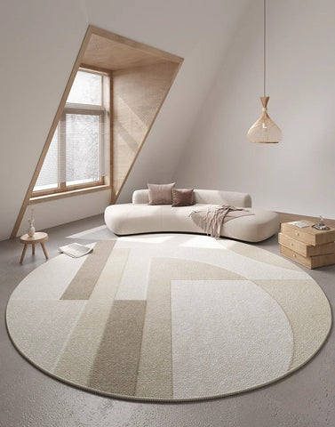 Contemporary Modern Rug Ideas for Living Room, Round Rugs under Coffee Table, Large Modern Round Rugs for Dining Room, Circular Modern Rugs for Bedroom-Art Painting Canvas