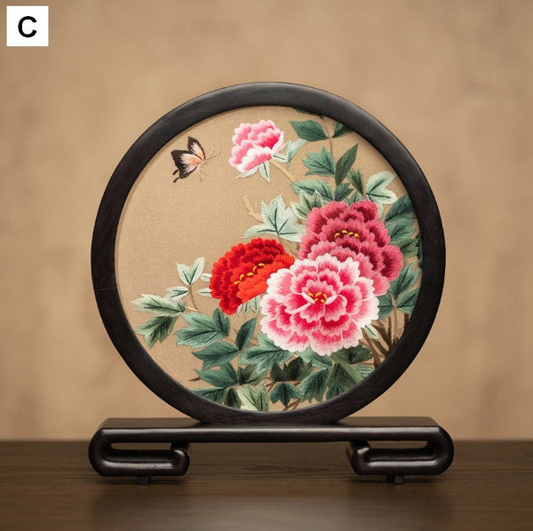 Unique Birthday Gift, Traditional Chinese Suzhou Embroidery Ornament, Exclusive Business Present Flower and Butterfly Embroidered Decor, Premium Souvenir-Art Painting Canvas
