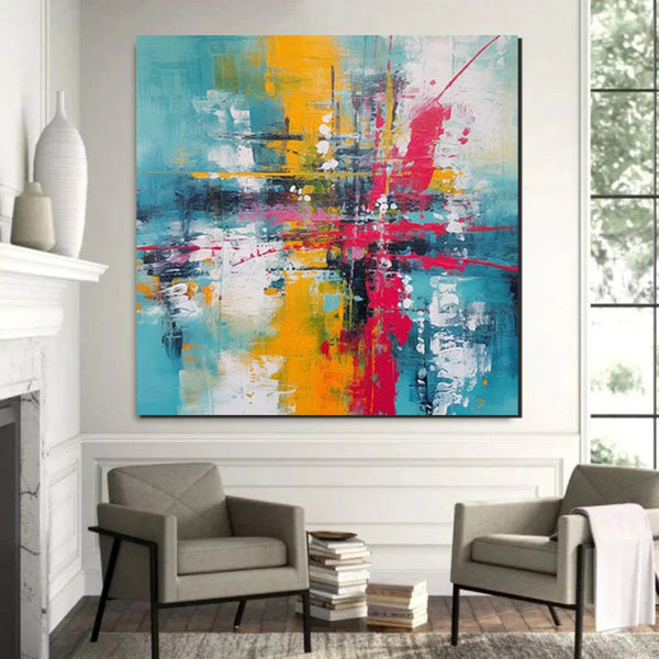 Acrylic Painting for Dining Room, Modern Contemporary Abstract Artwork, Palette Knife Painting, Heavy Texutre Wall Art, Extra Large Wall Art Painting-Art Painting Canvas