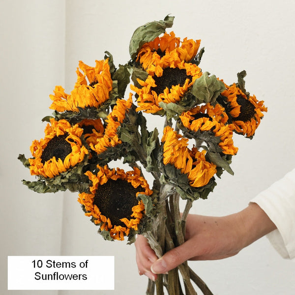 Natural Dried Sunflower Stems, Flower Arrangement, Natural Decorations, A Bunch of Sunflowers, Handmade Artificial Flowers for Home Decor-Art Painting Canvas