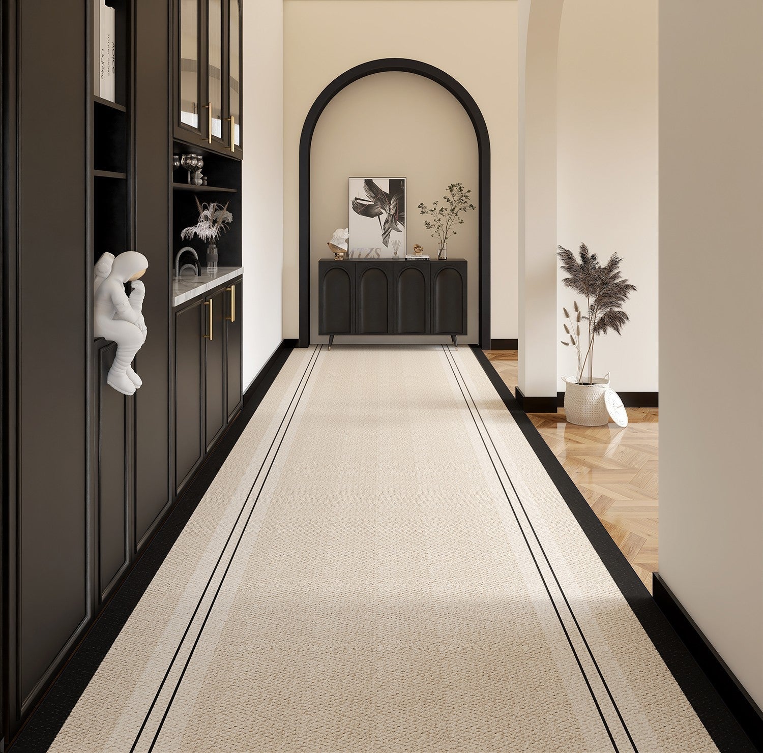 Extra Long Hallway Runners, Stain-resistant Non Slip Runner Rugs, 20 Feet Modern Entryway Runner Rug Ideas, Geometric Modern Long Hallway Runners-Art Painting Canvas