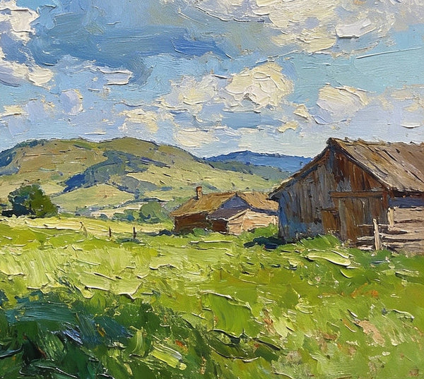 Original Small Paintings, Summer Landscape, Trees, Grass and Cloud Shadows, Landscape Artwork Canvas Paintings, Small Oil Paintings, Small Wall Paintings-Art Painting Canvas